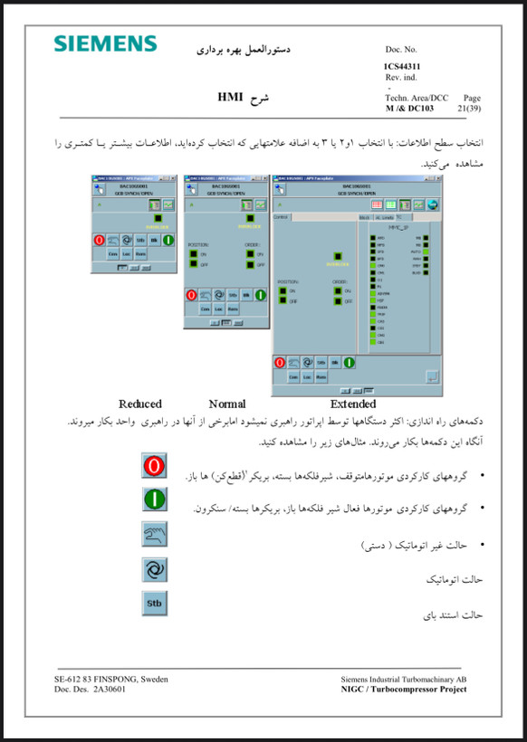 شرح گرافیک HMI توربین گاز زیمنس STG600